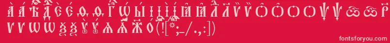 Weitere Informationen zur Orthodox.TtUcs8CapsРазрядочный-Schriftart Orthodox.TtUcs8CapsРазрядочный-Schriftart – Rosa Schriften auf rotem Hintergrund